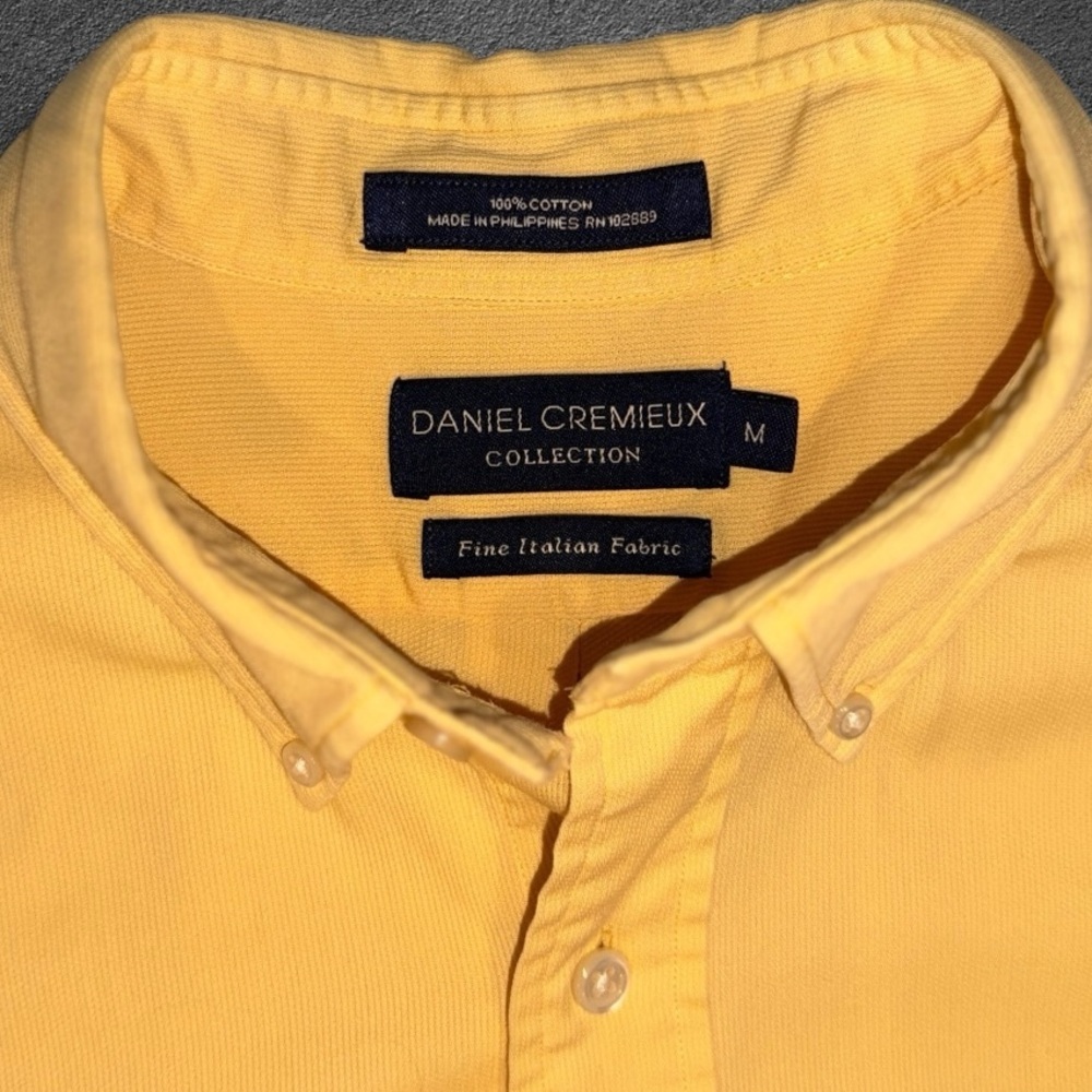 Daniel Cremieux Button Down Shirt M Yellow Italian Fabric Cotton Classic Fit - Picture 2 of 12
